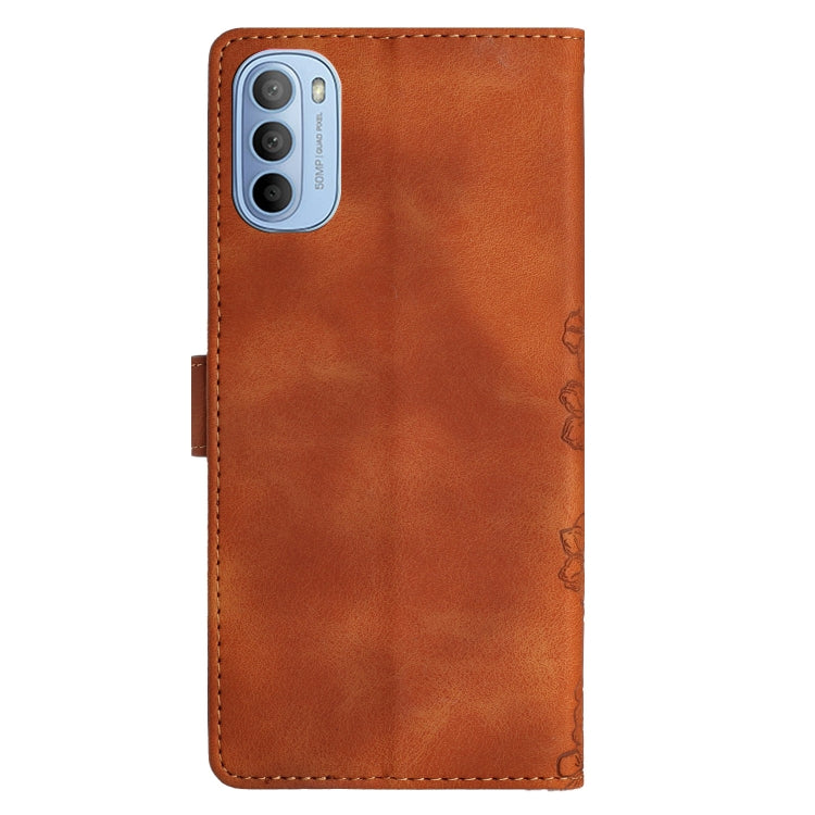 For Motorola Moto G31 / G41 Cherry Blossom Butterfly Skin Feel Embossed PU Phone Case