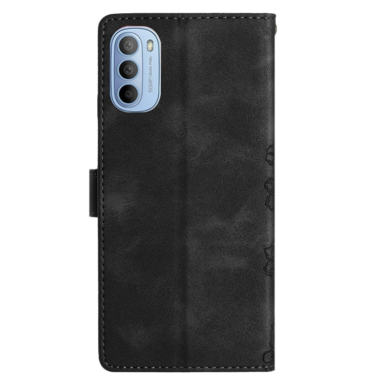 For Motorola Moto G31 / G41 Cherry Blossom Butterfly Skin Feel Embossed PU Phone Case