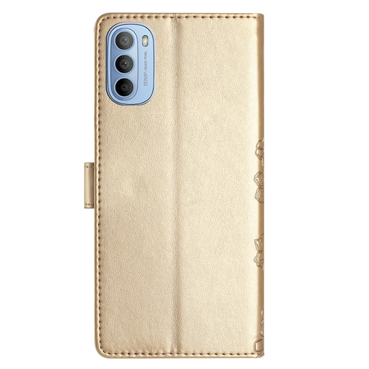 For Motorola Moto G31 / G41 Cherry Blossom Butterfly Skin Feel Embossed PU Phone Case
