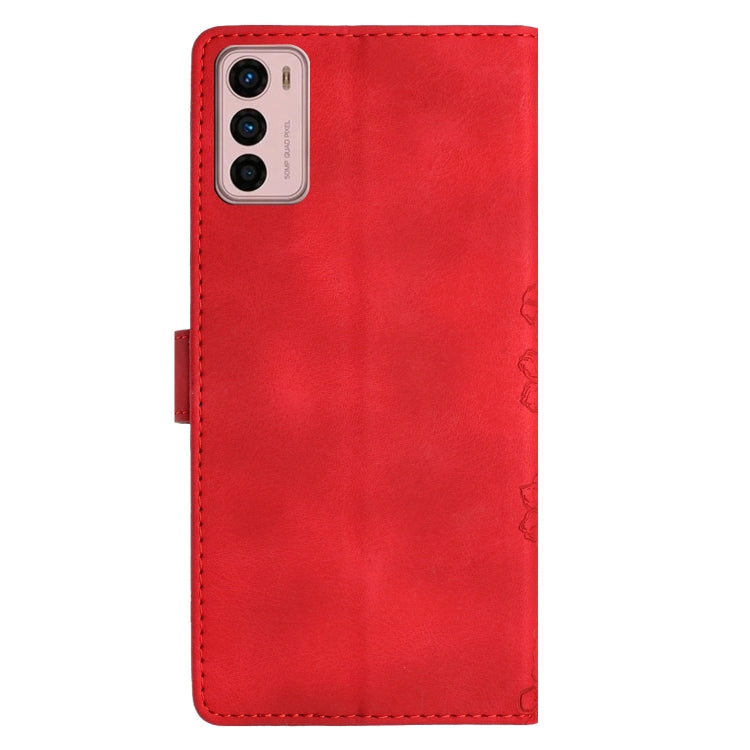 For Motorola Moto G42 Cherry Blossom Butterfly Skin Feel Embossed PU Phone Case