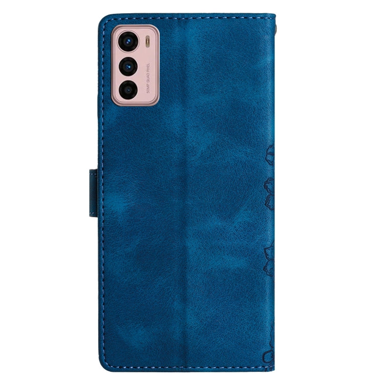 For Motorola Moto G42 Cherry Blossom Butterfly Skin Feel Embossed PU Phone Case