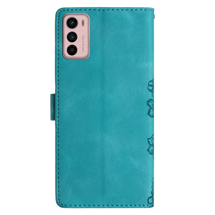 For Motorola Moto G42 Cherry Blossom Butterfly Skin Feel Embossed PU Phone Case