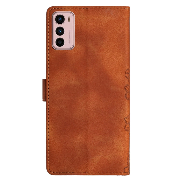 For Motorola Moto G42 Cherry Blossom Butterfly Skin Feel Embossed PU Phone Case