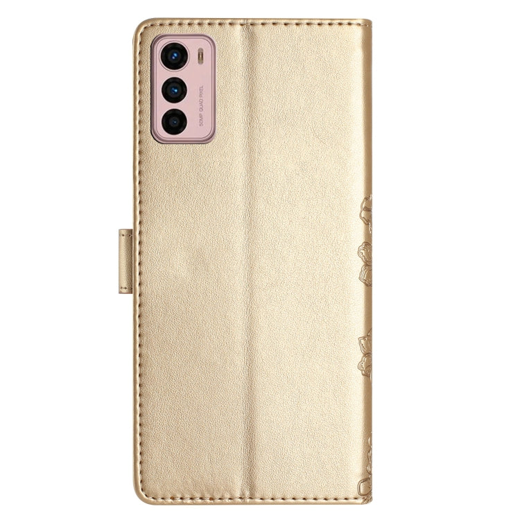 For Motorola Moto G42 Cherry Blossom Butterfly Skin Feel Embossed PU Phone Case