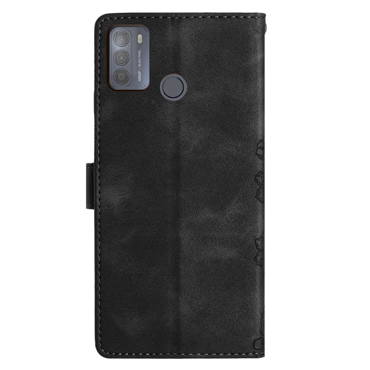 For Motorola Moto G50 Cherry Blossom Butterfly Skin Feel Embossed PU Phone Case
