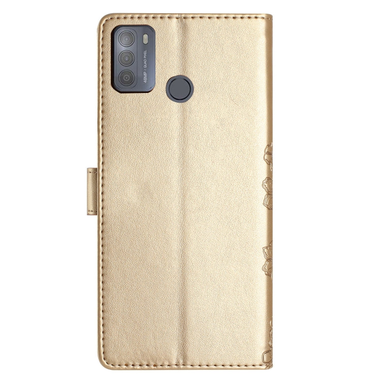 For Motorola Moto G50 Cherry Blossom Butterfly Skin Feel Embossed PU Phone Case