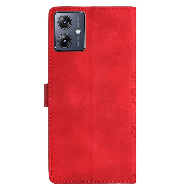 For Motorola Moto G54 5G Cherry Blossom Butterfly Skin Feel Embossed PU Phone Case