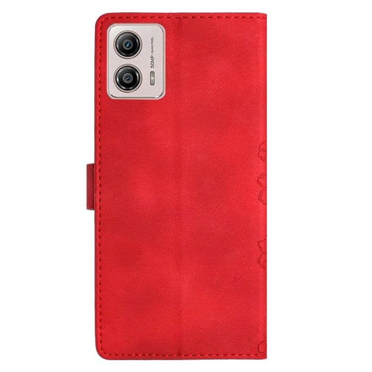 For Motorola Moto G73 Cherry Blossom Butterfly Skin Feel Embossed PU Phone Case