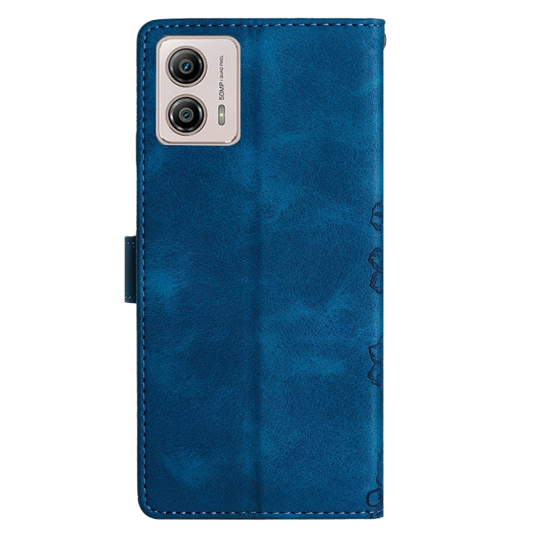 For Motorola Moto G73 Cherry Blossom Butterfly Skin Feel Embossed PU Phone Case
