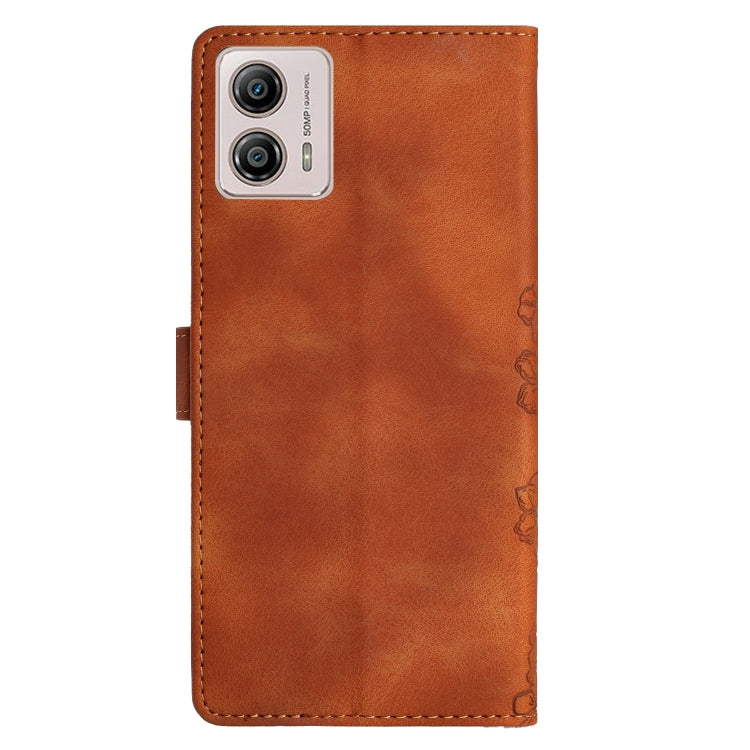 For Motorola Moto G73 Cherry Blossom Butterfly Skin Feel Embossed PU Phone Case