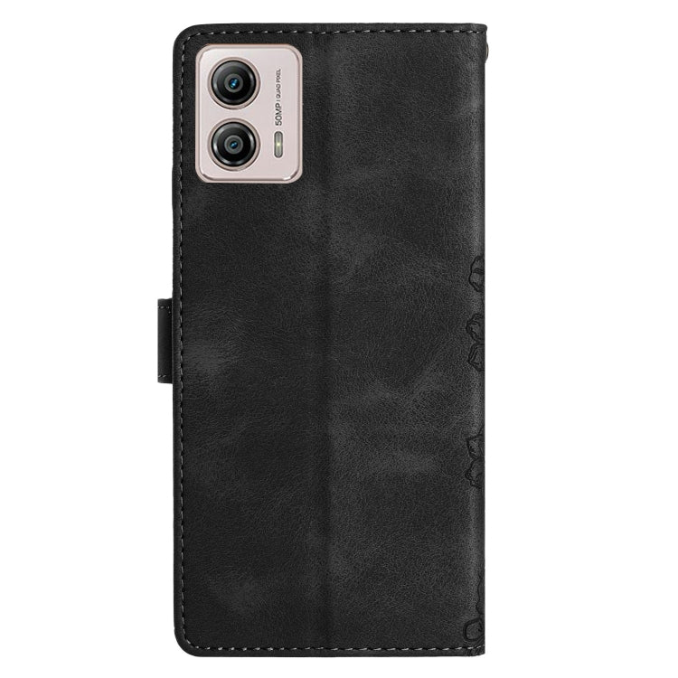 For Motorola Moto G73 Cherry Blossom Butterfly Skin Feel Embossed PU Phone Case