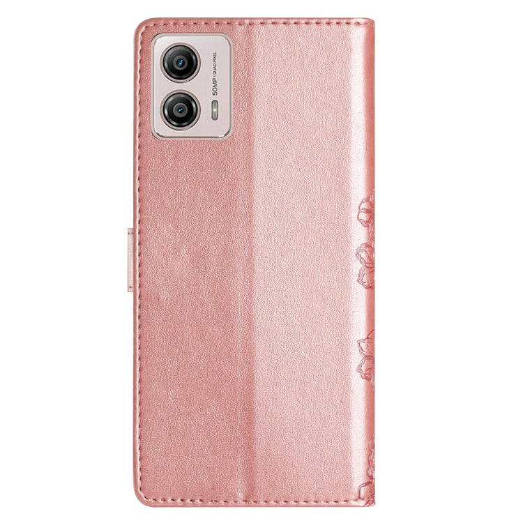 For Motorola Moto G73 Cherry Blossom Butterfly Skin Feel Embossed PU Phone Case