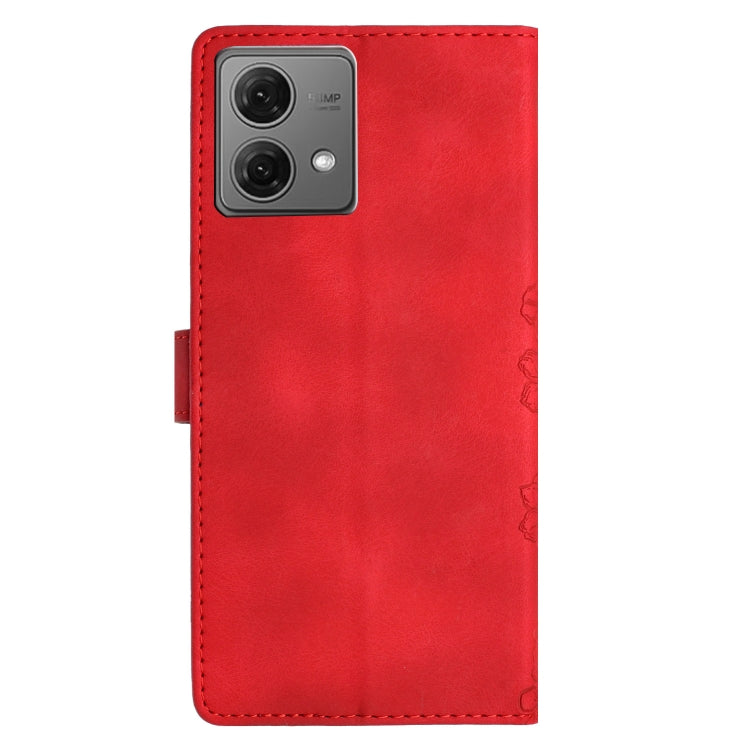 For Motorola Moto G84 5G Cherry Blossom Butterfly Skin Feel Embossed PU Phone Case