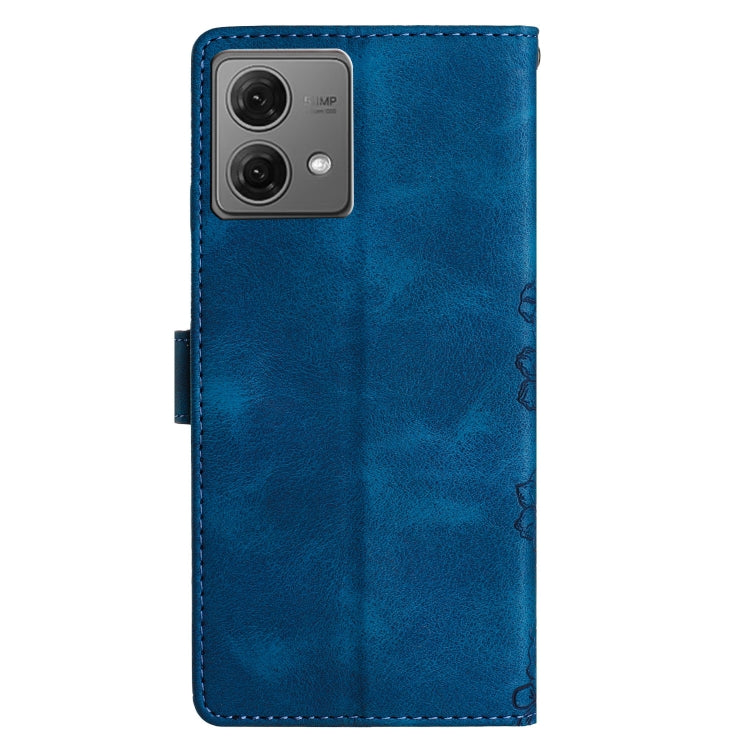 For Motorola Moto G84 5G Cherry Blossom Butterfly Skin Feel Embossed PU Phone Case