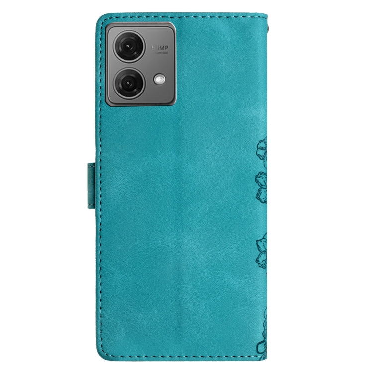 For Motorola Moto G84 5G Cherry Blossom Butterfly Skin Feel Embossed PU Phone Case