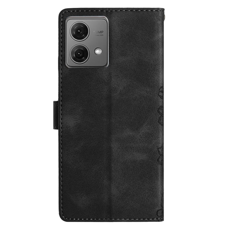For Motorola Moto G84 5G Cherry Blossom Butterfly Skin Feel Embossed PU Phone Case