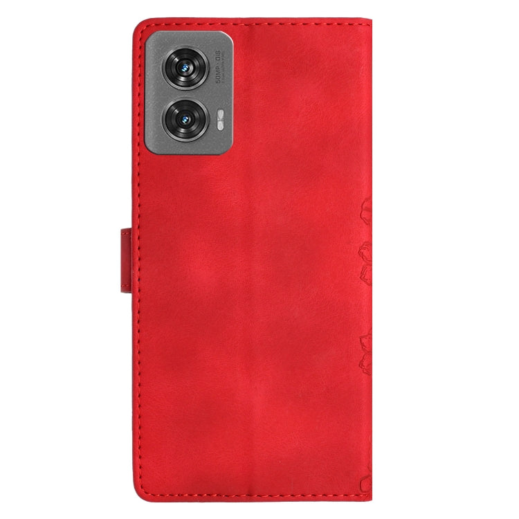 For Motorola Edge 50 Fusion Cherry Blossom Butterfly Skin Feel Embossed PU Phone Case
