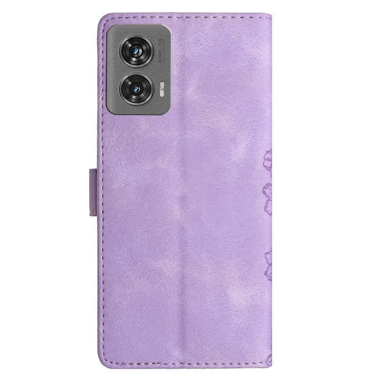 For Motorola Edge 50 Fusion Cherry Blossom Butterfly Skin Feel Embossed PU Phone Case