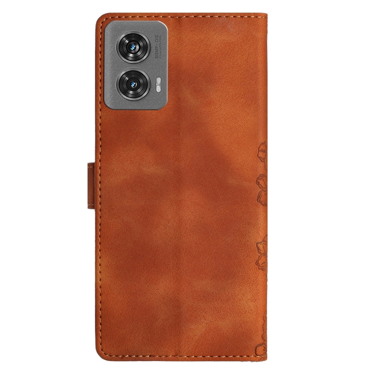 For Motorola Edge 50 Fusion Cherry Blossom Butterfly Skin Feel Embossed PU Phone Case