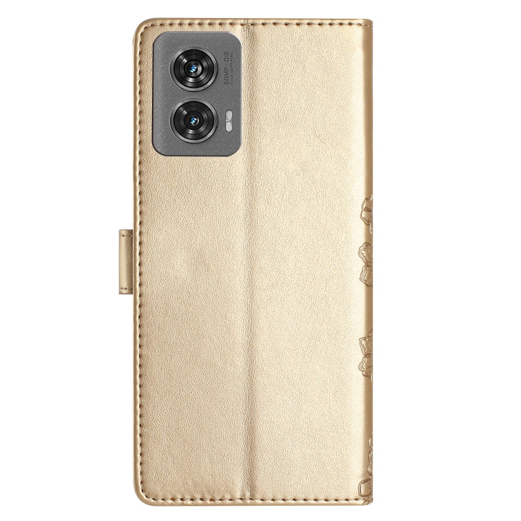 For Motorola Edge 50 Fusion Cherry Blossom Butterfly Skin Feel Embossed PU Phone Case