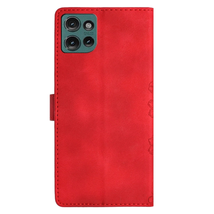 For Motorola Edge 50 5G Cherry Blossom Butterfly Skin Feel Embossed PU Phone Case