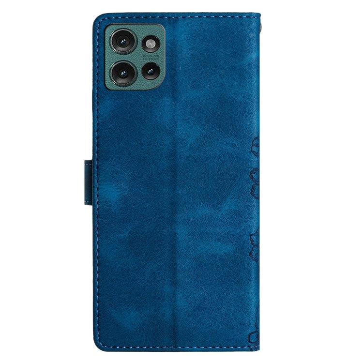 For Motorola Edge 50 5G Cherry Blossom Butterfly Skin Feel Embossed PU Phone Case