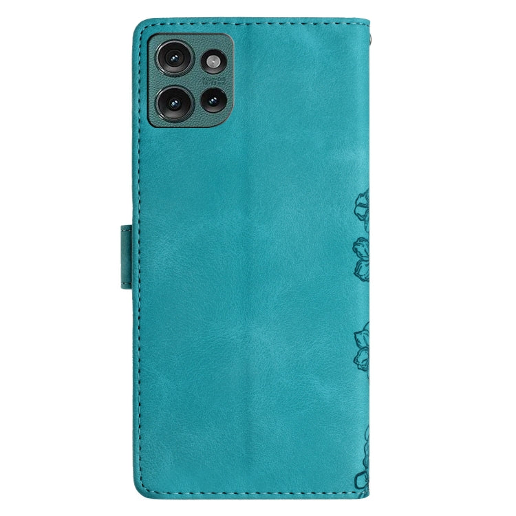 For Motorola Edge 50 5G Cherry Blossom Butterfly Skin Feel Embossed PU Phone Case