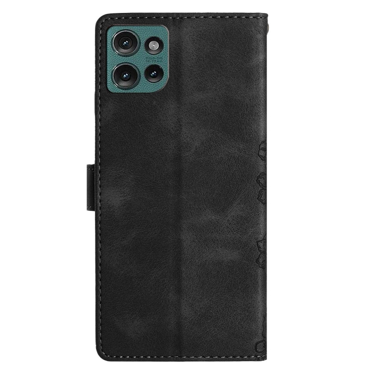 For Motorola Edge 50 5G Cherry Blossom Butterfly Skin Feel Embossed PU Phone Case