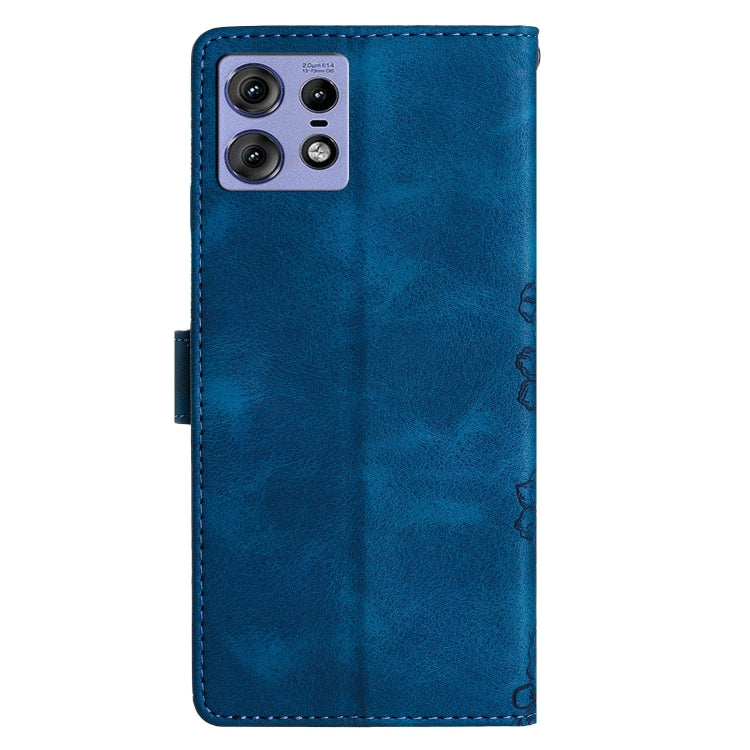 For Motorola Edge 50 Pro Cherry Blossom Butterfly Skin Feel Embossed PU Phone Case