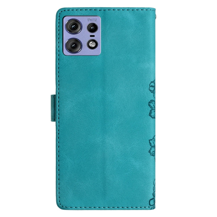 For Motorola Edge 50 Pro Cherry Blossom Butterfly Skin Feel Embossed PU Phone Case