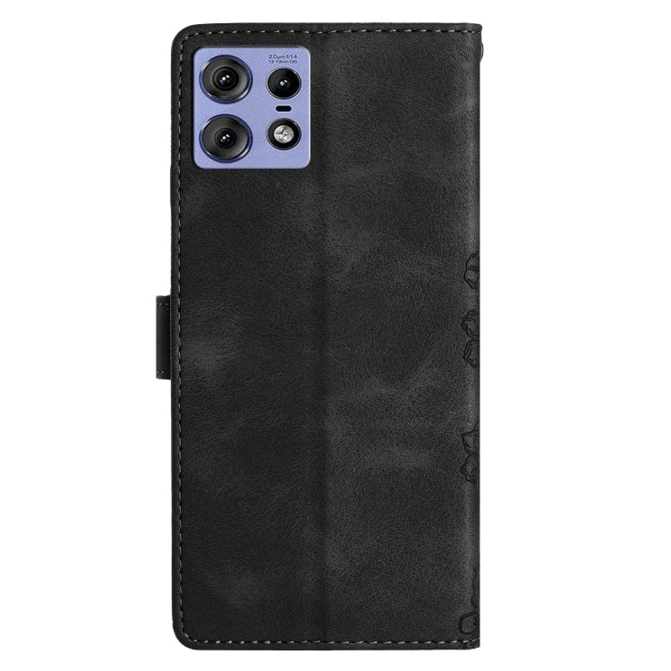 For Motorola Edge 50 Pro Cherry Blossom Butterfly Skin Feel Embossed PU Phone Case