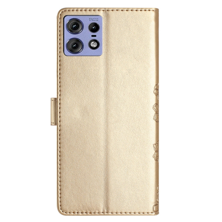 For Motorola Edge 50 Pro Cherry Blossom Butterfly Skin Feel Embossed PU Phone Case