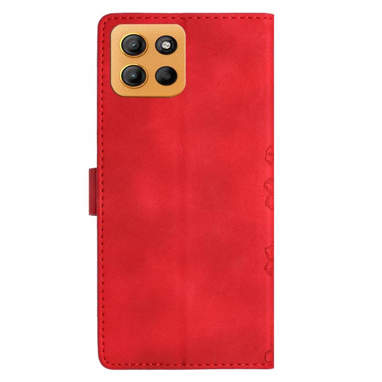 For Motorola Moto G15 Cherry Blossom Butterfly Skin Feel Embossed PU Phone Case