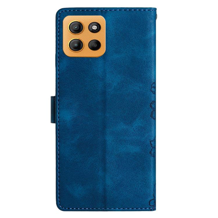 For Motorola Moto G15 Cherry Blossom Butterfly Skin Feel Embossed PU Phone Case