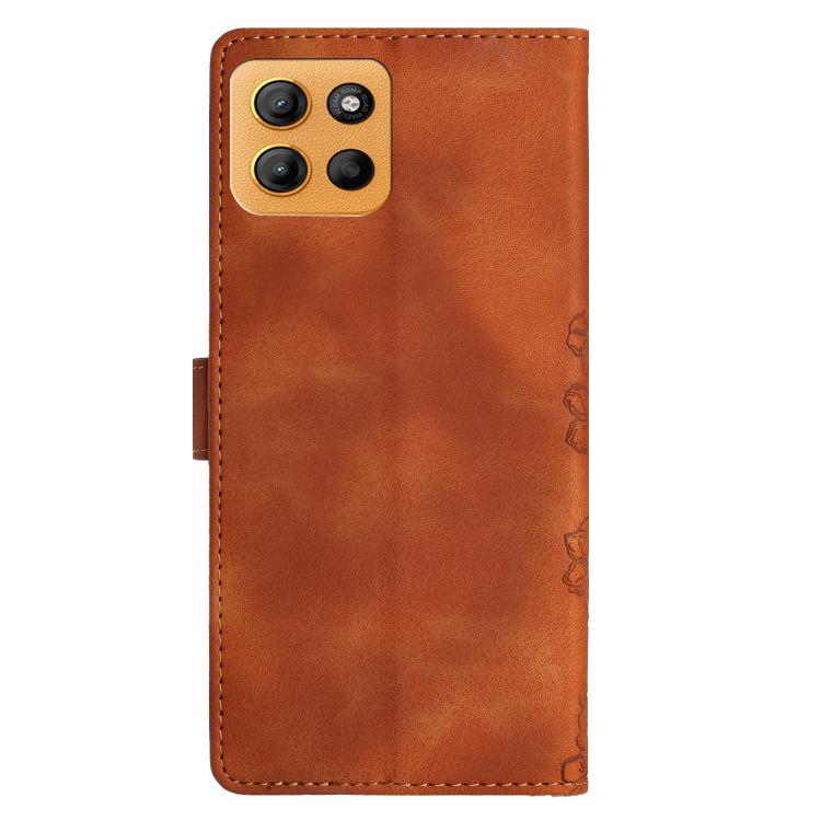 For Motorola Moto G15 Cherry Blossom Butterfly Skin Feel Embossed PU Phone Case