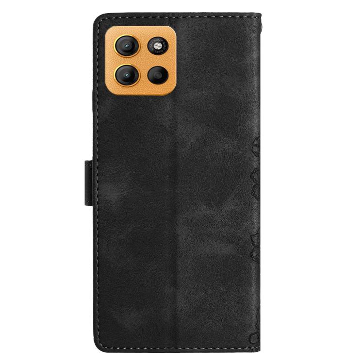 For Motorola Moto G15 Cherry Blossom Butterfly Skin Feel Embossed PU Phone Case