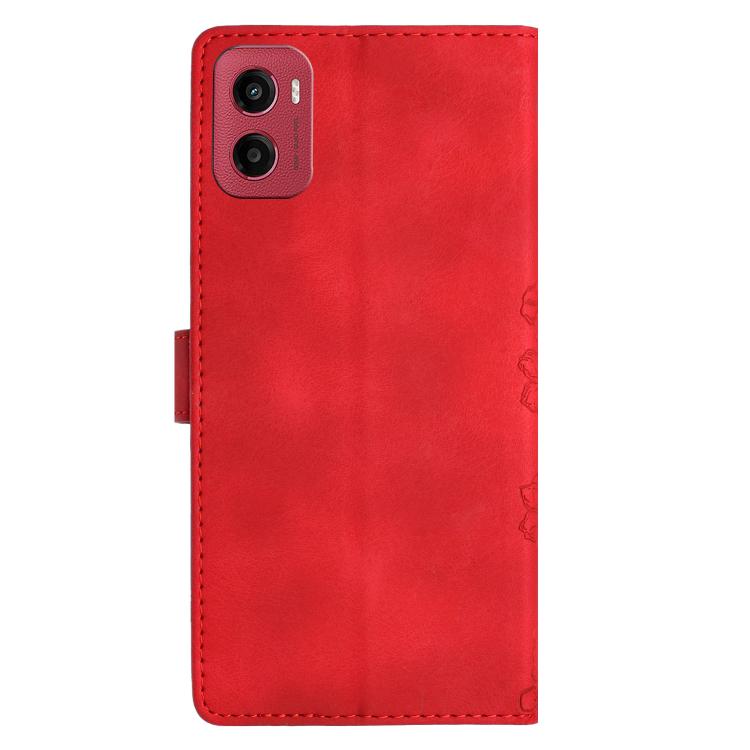 For Motorola Moto G05 Cherry Blossom Butterfly Skin Feel Embossed PU Phone Case