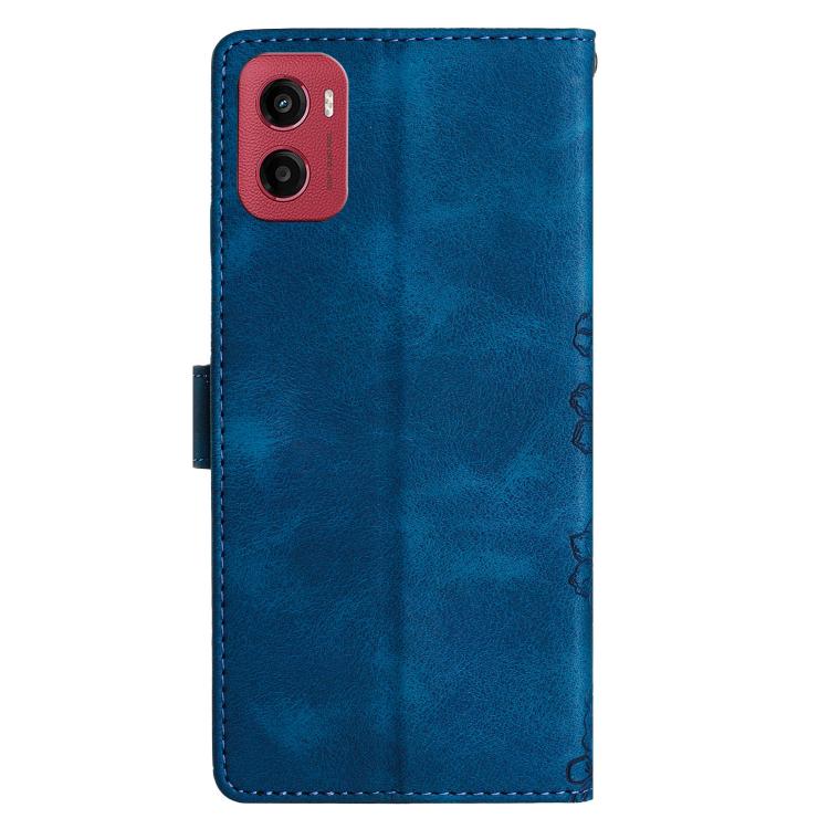 For Motorola Moto G05 Cherry Blossom Butterfly Skin Feel Embossed PU Phone Case