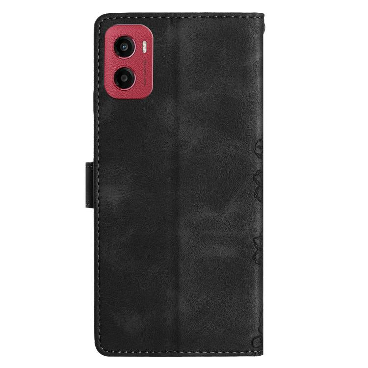For Motorola Moto G05 Cherry Blossom Butterfly Skin Feel Embossed PU Phone Case