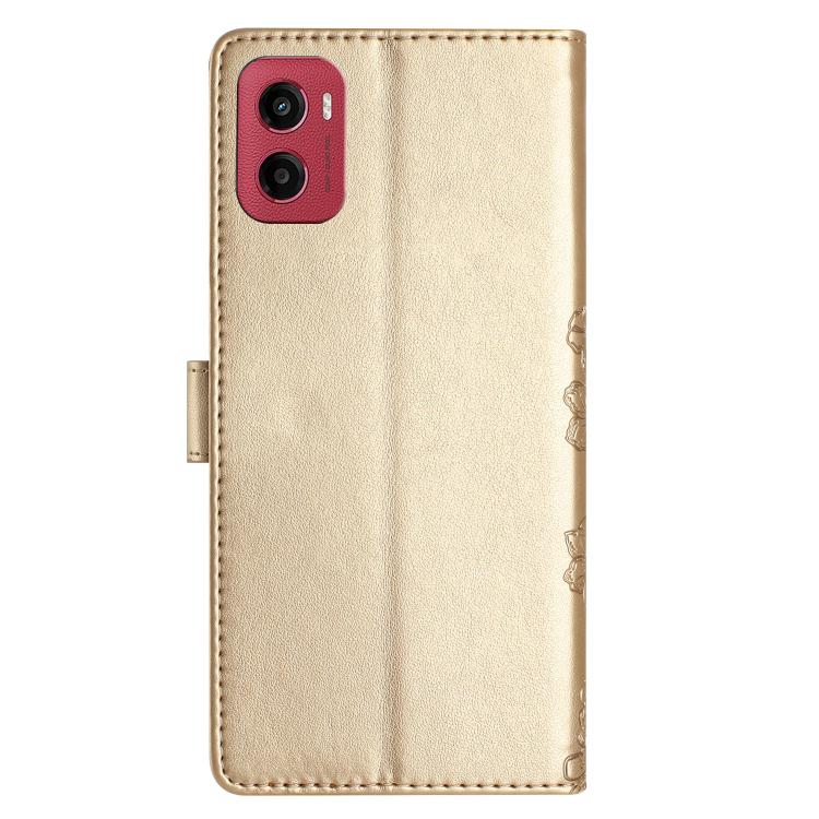For Motorola Moto G05 Cherry Blossom Butterfly Skin Feel Embossed PU Phone Case