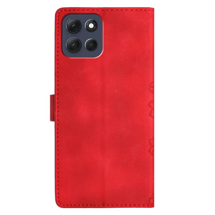 For Motorola Moto G56 5G Cherry Blossom Butterfly Skin Feel Embossed PU Phone Case