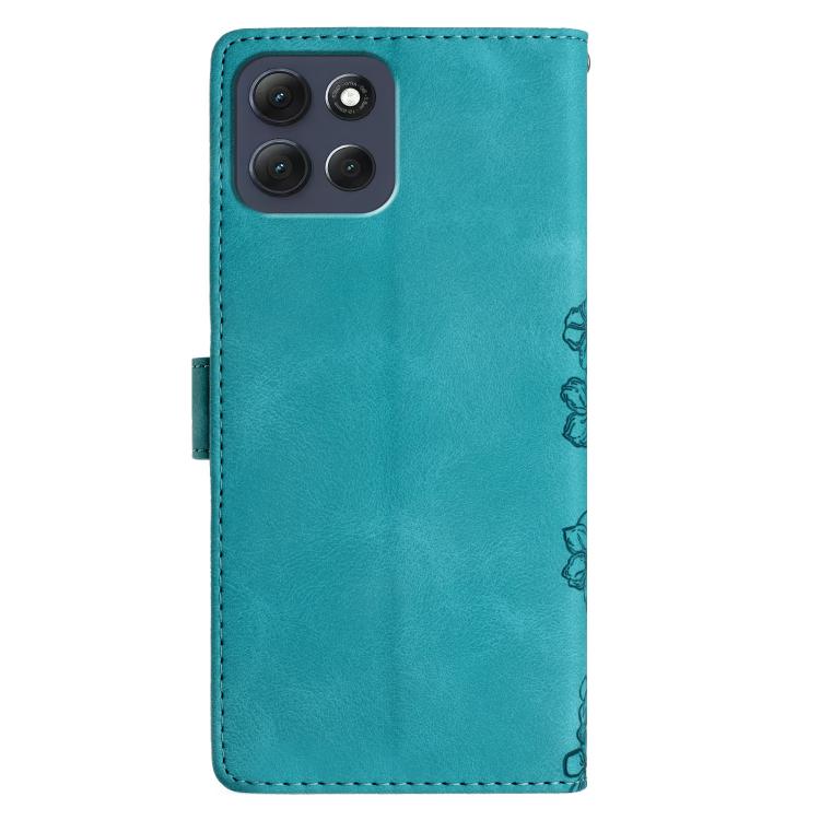 For Motorola Moto G56 5G Cherry Blossom Butterfly Skin Feel Embossed PU Phone Case