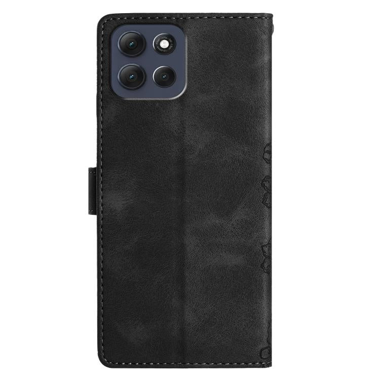 For Motorola Moto G56 5G Cherry Blossom Butterfly Skin Feel Embossed PU Phone Case