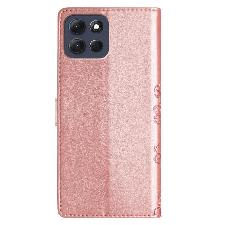 For Motorola Moto G56 5G Cherry Blossom Butterfly Skin Feel Embossed PU Phone Case