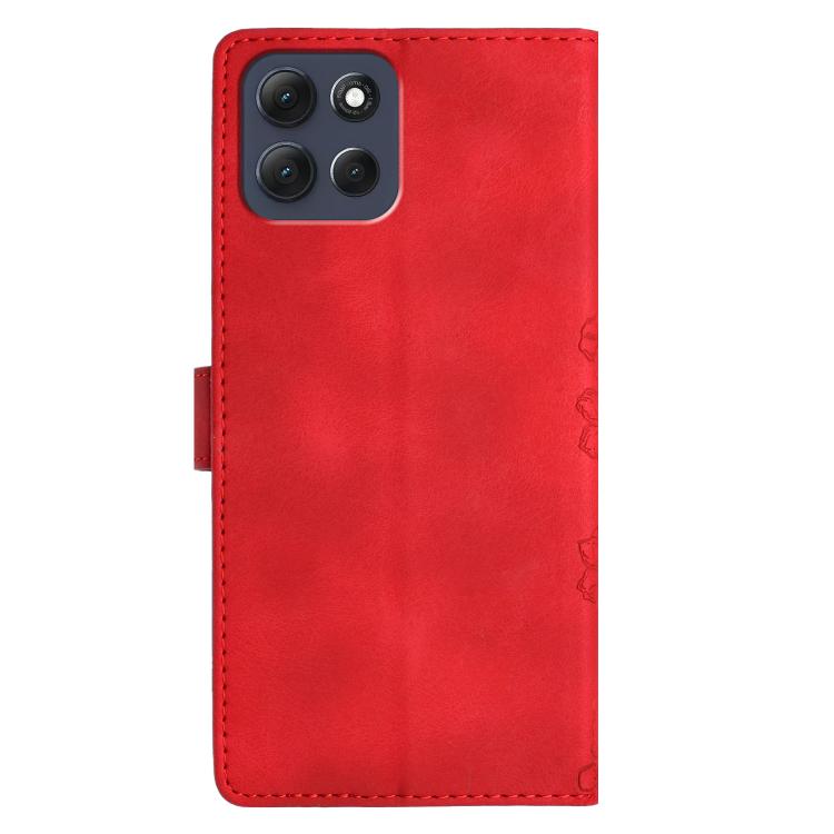 For Motorola Moto G86 5G Cherry Blossom Butterfly Skin Feel Embossed PU Phone Case