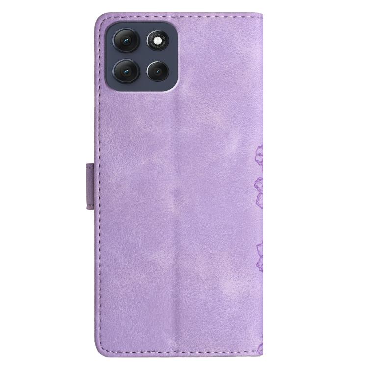 For Motorola Moto G86 5G Cherry Blossom Butterfly Skin Feel Embossed PU Phone Case