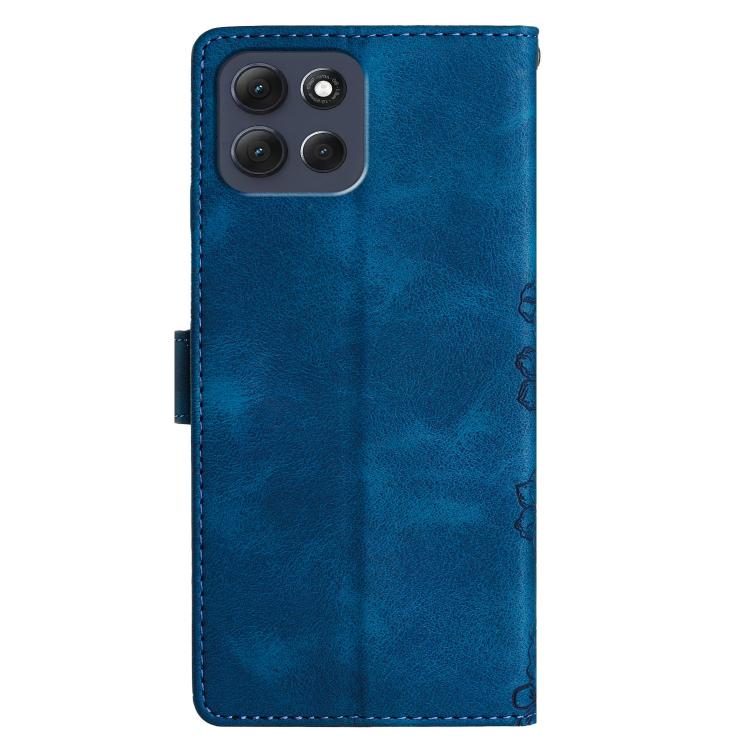 For Motorola Moto G86 5G Cherry Blossom Butterfly Skin Feel Embossed PU Phone Case