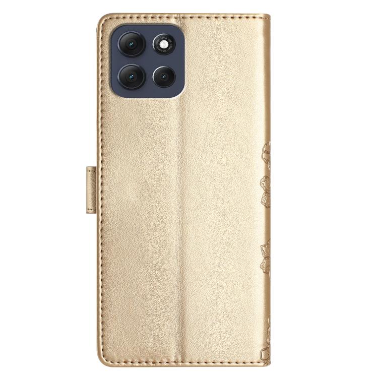 For Motorola Moto G86 Power Cherry Blossom Butterfly Skin Feel Embossed PU Phone Case