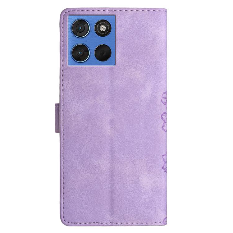 For Motorola Moto G57 5G Cherry Blossom Butterfly Skin Feel Embossed PU Phone Case