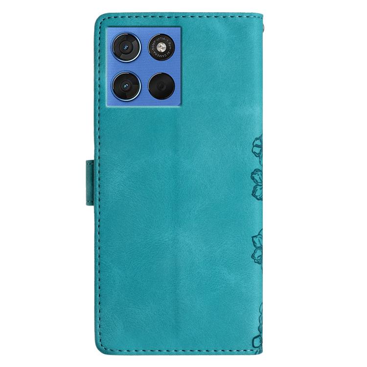 For Motorola Moto G57 5G Cherry Blossom Butterfly Skin Feel Embossed PU Phone Case